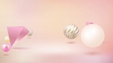 4k video içerisindeki geometrik elementlerle pembe stüdyo arkaplanı.
