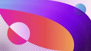 4k videosunda eğri çizgiler ve noktalar olan çok renkli soyut arkaplan.