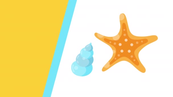 4k video de dibujos animados naranja estrella de mar en estilo plano. — Vídeos de Stock
