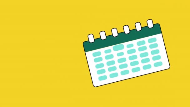 4k video di cartoni animati controllare il calendario in design piatto. — Video Stock