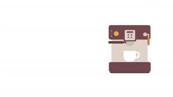 4kビデオのコーヒー機器でアイソメトリックフラットスタイル上の白い背景. — ストック動画