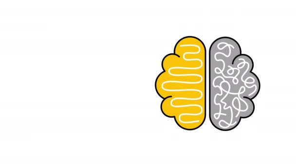 4k vídeo de desenho animado ícone da ciência do cérebro digital. — Vídeo de Stock