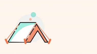 Karikatür kamp çadırı ekipmanlarının 4k videosu.