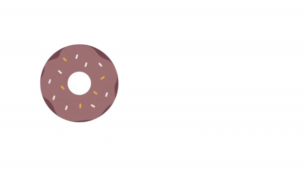 4k video van donut donut snoep ontwerp geïsoleerd op witte achtergrond. — Stockvideo