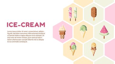 Dondurma külahlarının vektör illüstrasyonu ve kopyalama alanı.