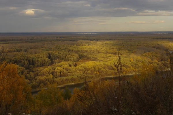 Herfst Rivier Bij Zonsondergang — Stockfoto