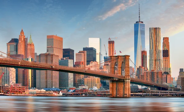 Estados Unidos, Nueva York con puente de Brooklyn — Foto de Stock