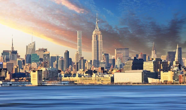 Skyline Nueva York Con Empire State Building Atardecer — Foto de Stock