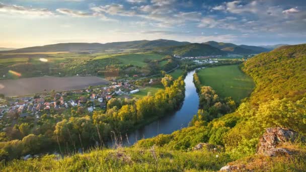 Słowacja panorama pejzaż wiosna — Wideo stockowe