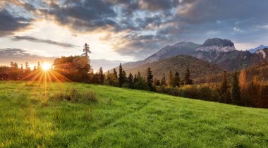 Sunrise manzara dağ, Tatranska Javorina, Slovakya