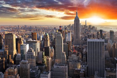 gün batımında, ABD New york skyline.
