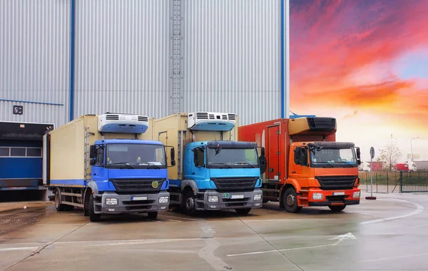 Camion Cargo Avec Ascenseur Parking Entrepôt Logistique Livraison Fret Routier — Photo