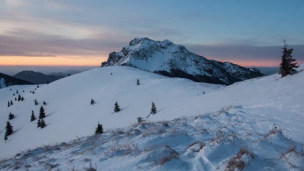 Paysage Montagne Hiver Mala Fatra Sur Colline Velky Rozsutec Slovaquie — Video