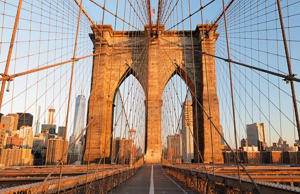 Puente Brooklyn Amanecer Nueva York Manhattan — Foto de Stock