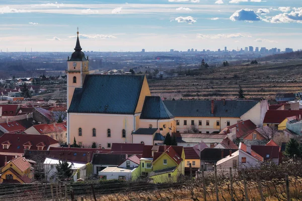 Liten Stad Slovakien Svaty Jur Natten — Stockfoto