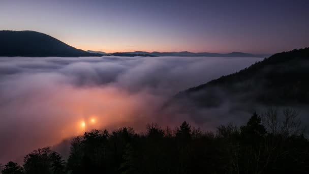 Tempo Noite Manhã Com Nuvens Eslováquia Paisagem — Vídeo de Stock