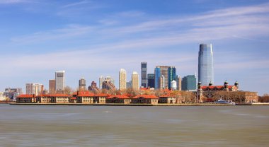 Jersey City Skyline and skyscrapers over the water