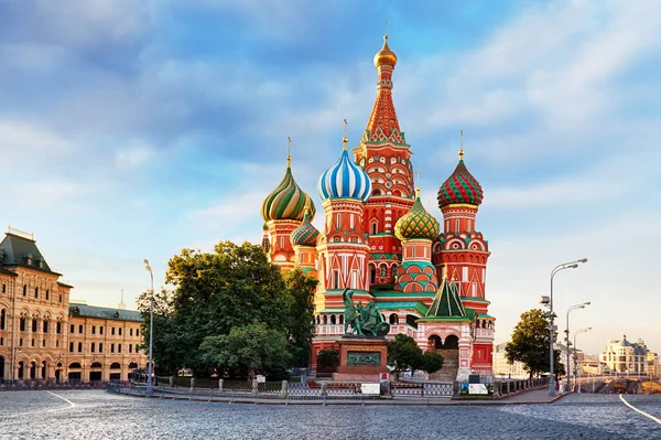 Moskou Rusland Rood Vierkant Uitzicht Basilius Kathedraal Bij Zonsopgang Niemand — Stockfoto
