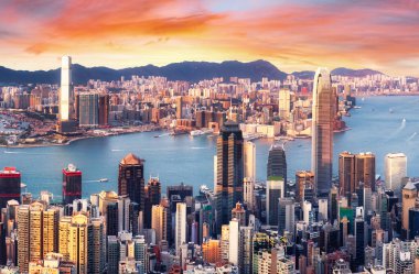 Hong Kong - Victoria Limanı üzerinde gün batımı, Çin