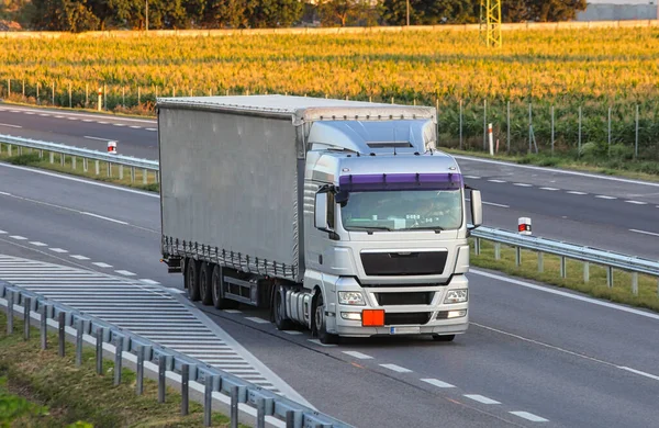 Snelwegtransport Met Auto Truck — Stockfoto