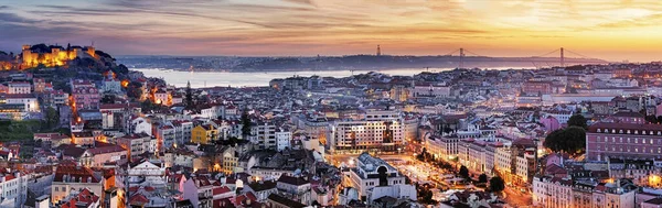 Panorama Lisboa Noite Portugal — Fotografia de Stock