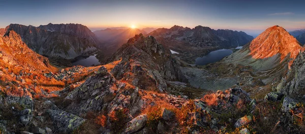 Hermoso Panorama Montaña Atardecer Desde Polonia Tatras Szpiglasowy Wierch — Foto de Stock