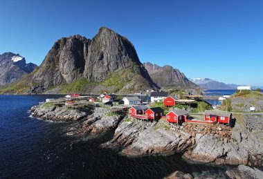 Norwegian fishing village clipart
