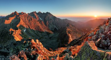 Mountain sunset panorama from peak - Slovakia Tatras clipart