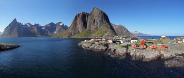 Panorama görünümünü Köyü reine, Norveç