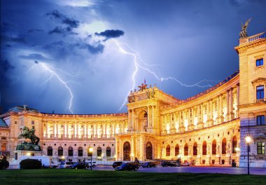 Vienna Hofburg Imperial Palace at night, - Austria clipart