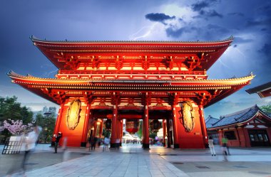 Asakusa, Tokyo, Japonya 'daki Sensoji-ji Kızıl Japon Tapınağı