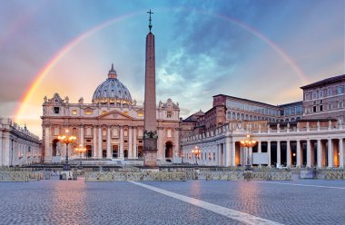 Vatican - Saint Peter's square with rainbow, Rome. clipart