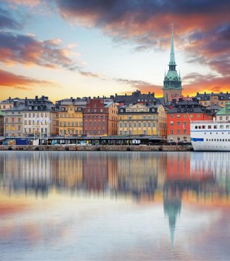 Stockholm, İsveç - Old Town, Gamla Stan Panoraması