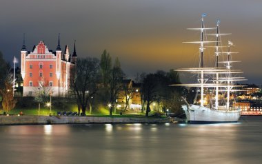 Old Town historcal ile gemi iin Stockholm, İsveç