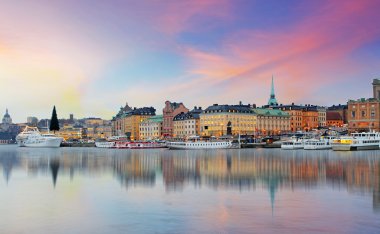 Stockholm, İsveç - Old Town, Gamla Stan Panoraması