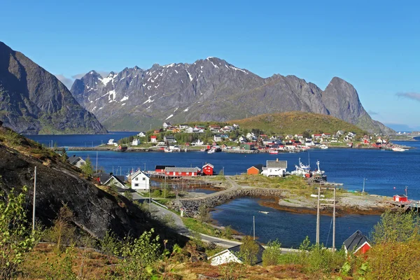 Νορβηγία χωριό με βουνό - lofoten, reine — Φωτογραφία Αρχείου