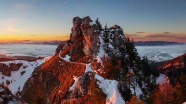 Panoramik dağ kış manzarası, Slovakya