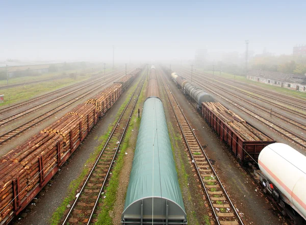 Güterbahnhof mit Zügen - Güterverkehr — Stockfoto