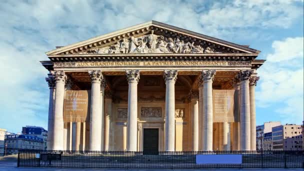 Pantheon in paris with blue sky, Time lapse — Stock Video