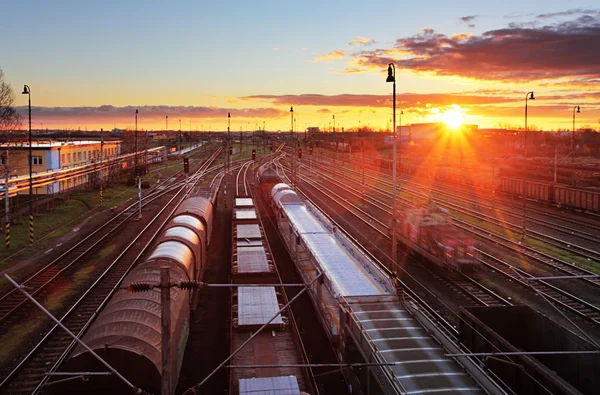 Güterbahnhof mit Zügen - Güterverkehr — Stockfoto