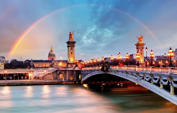 Rainbow over Alexandre III Bridge, Paris, France — 스톡 사진