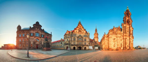 Drezda panoráma square, Hofkirche, Németország — Stock Fotó