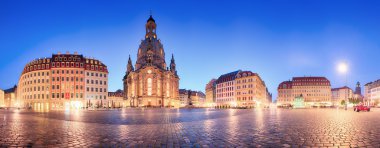 Dresden frauenkirche geceleri, Almanya kare içinde panorama
