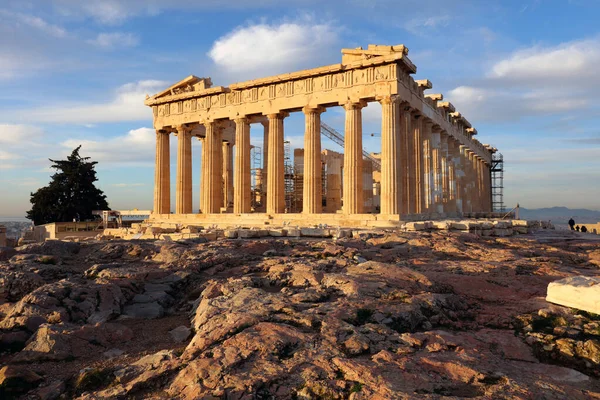Atina - Yunanistan, gündoğumu akropolü Parthenon