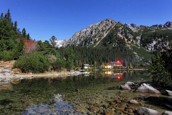 Popradske pleso nachts, Tatra — Stockfoto