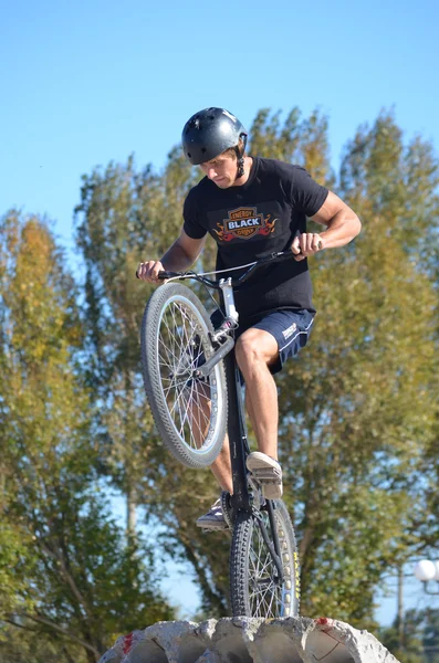 Copa de Ucrania prueba final de bicicleta de competición en Energodar — Foto de Stock