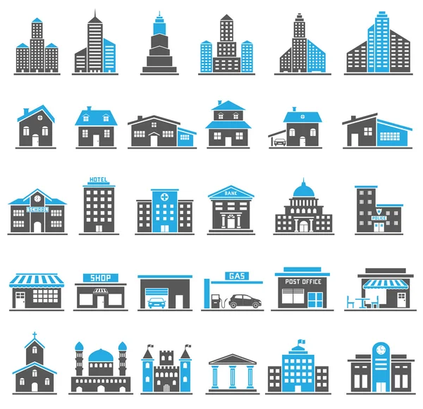 Building Icons Set — Stock Vector