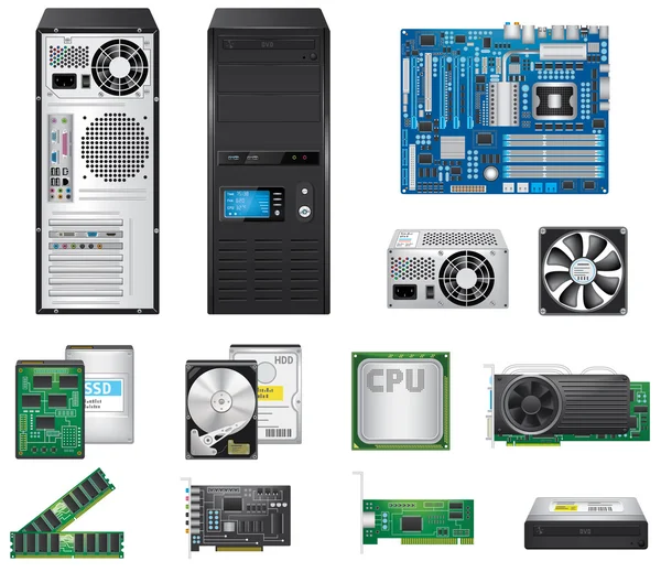 Computer parts diagram Royalty Free Vector Image