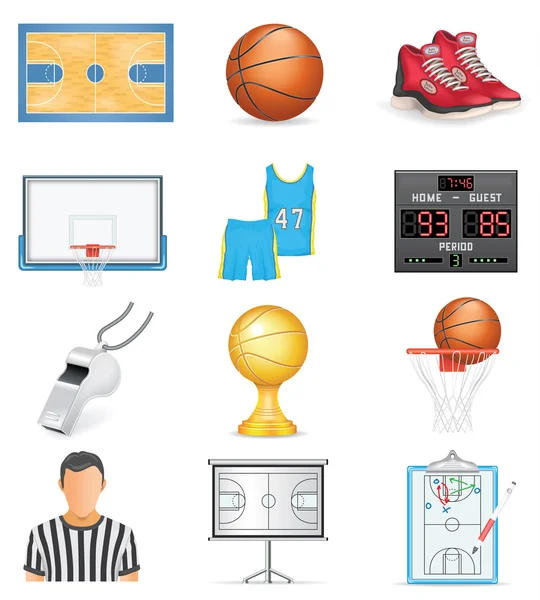 Juego de iconos de baloncesto — Vector de stock