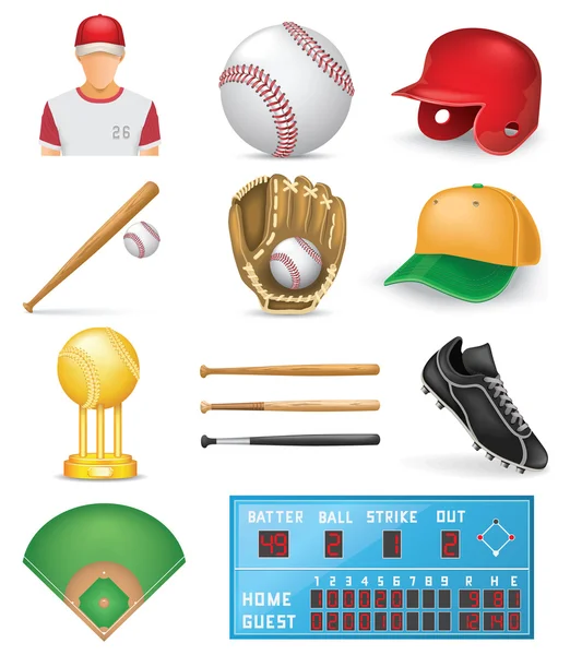 Baseball Icon Set — Stock Vector